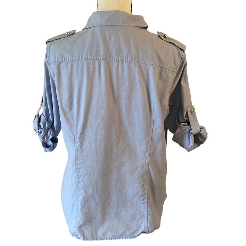 Talbots Chambray 1/4 Button Pullover With Silver … - image 6